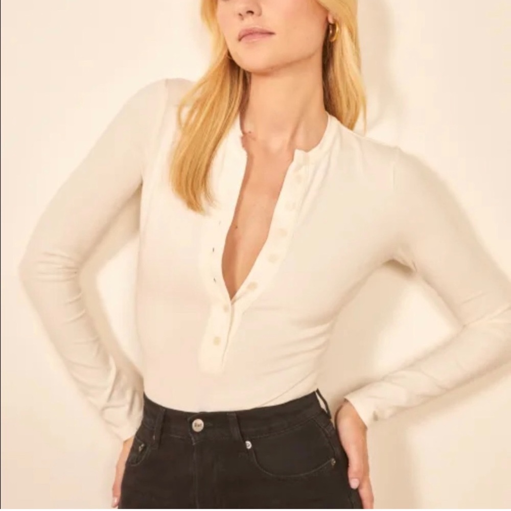 Reformation Nisa Bodysuit Cream Size Large NWOT